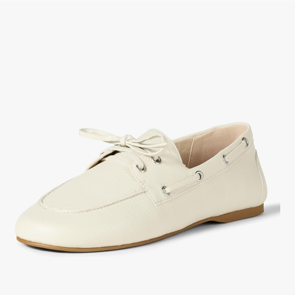 The Drop Cream Leather Loafers Boatshoe for Women, Miu Miu Inspired